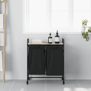VidaXL sonoma tölgy mosodai kosár 2 rekeszes kerekekkel
