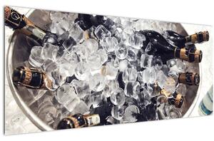 Kép - pezsgő a jégben (120x50 cm)