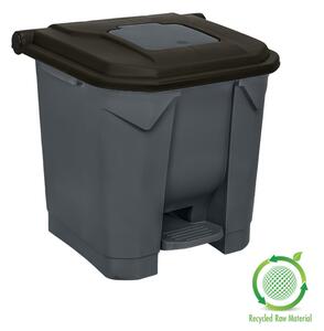 Szelektív hulladékgyűjtő konténer, műanyag, pedálos, antracit/fekete, 30L