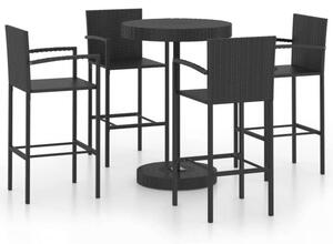 Kerti Bárszett - 5 részes - Fekete Polyrattan