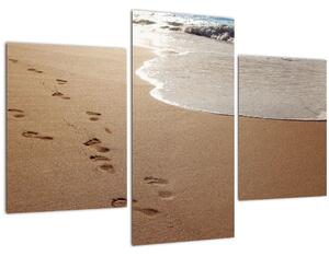 Kép - nyomok a homokban és a tenger (90x60 cm)