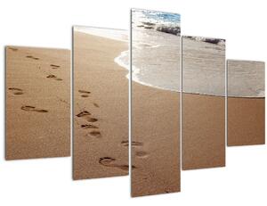 Kép - nyomok a homokban és a tenger (150x105 cm)