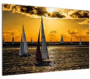 Jacht a naplementében képe (90x60 cm)
