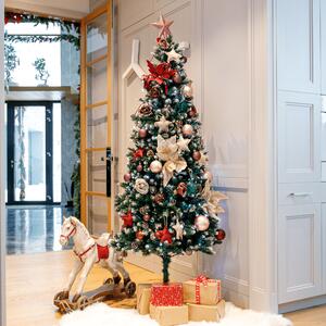 KONDELA Karácsonyfa tobozokkal, behavazott, 210cm, CHRISTMAS TYP 2