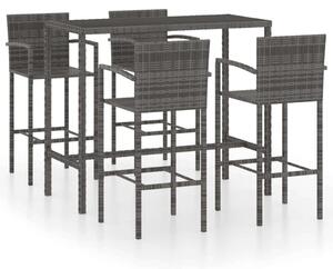Polyrattan Kerti Bárszett - 5 részes - Szürke