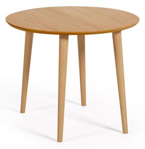 Natúr színű kerek bővíthető étkezőasztal tölgyfa dekorral ø 90 cm Oqui – Kave Home