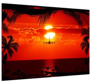 Kép - naplemente repülőgéppel (70x50 cm)