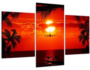 Kép - naplemente repülőgéppel (90x60 cm)