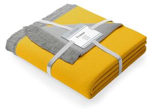 Franse sárga-szürke pamutkeverék takaró, 150 x 200 cm - AmeliaHome