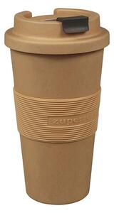 Bioplasztik hordozható kávéspohár, világosbarna, 480 ml