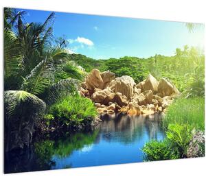 A tó képe a Seychelle-szigetek dzsungelében (90x60 cm)