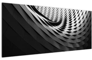 Absztrakt kép - fekete-fehér spirál (120x50 cm)