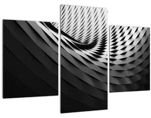 Absztrakt kép - fekete-fehér spirál (90x60 cm)