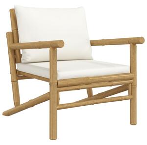 VidaXL 2 db bambusz kerti szék krémfehér párnákkal