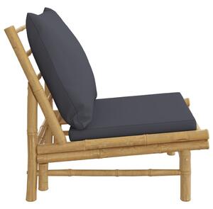 VidaXL 2 db bambusz kerti szék sötétszürke párnákkal