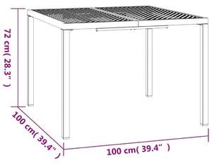 VidaXL antracitszürke acél kerti asztal 100 x 100 x 72 cm