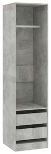 Betonszürke forgácslap ruhásszekrény fiókokkal 50 x 50 x 200 cm