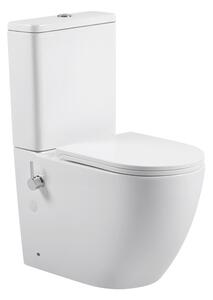 Erga Siena, kombinált WC-csésze 620x380x820 mm, perem nélküli + bidé funkció + WC-ülőke, fényes fehér, ERG-V03-SIENA-RIM-BID-WH