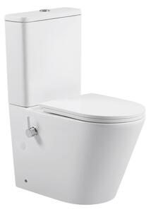 Erga Tina, kombinált WC-csésze 620x365x820 mm, perem nélküli + bidé funkció + WC-ülőke, fényes fehér, ERG-V03-TINA-TO2-BID-WH