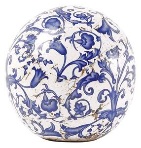 Dekorációs kerámia gömb, kék fehér mintás, 12 cm