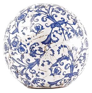 Dekorációs kerámia gömb, kék fehér mintás, 18 cm