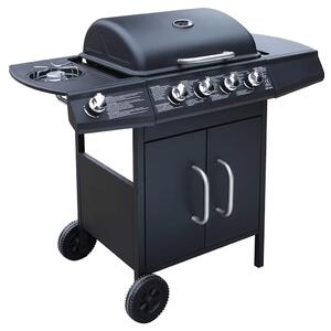 VidaXL fekete gáz grillsütő 4+1 sütőfelülettel
