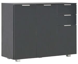 Modern Fekete Magasfényű Tálalószekrény - 107x35x80,5 cm