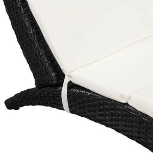 VidaXL fekete összecsukható polyrattan napozóágy párnával