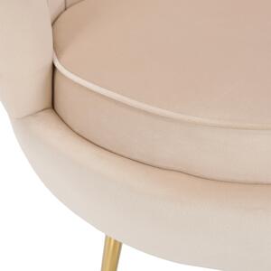 KONDELA Fotel Art-deco stílusban, bézs Velvet anyag/gold chróm-arany, NOBLIN