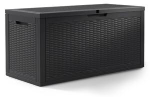 AKORD Furniture Factory 340L kerti tároló láda vízálló polipropilén fekete rattan mintázattal