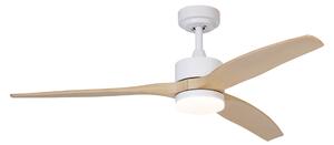 Fehér mennyezeti ventilátor fa mintázattal, 132 cm, LED-del, dimmelhető, távirányítóval - Joly