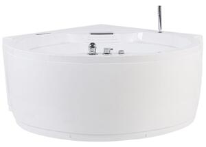 Sarok hidromasszázs kád LED világítással MILANO Beépített Bluetooth Hangszóróval 181 x 150 cm Fehér