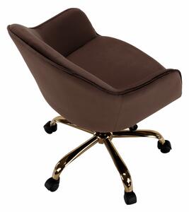 KONDELA Irodai szék, Velvet anyag barna/gold króm arany, EROL