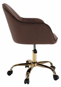 KONDELA Irodai szék, Velvet anyag barna/gold króm arany, EROL