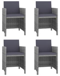 VidaXL 5-részes szürke kültéri polyrattan étkezőszett párnákkal