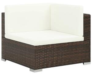 VidaXL 7-részes barna polyrattan kerti bútorszett párnákkal