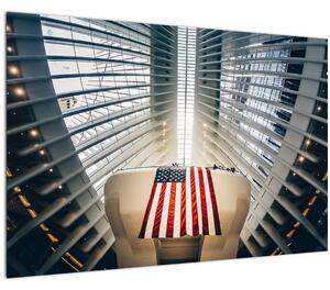 Építkezés az USA zászlóval képe (90x60 cm)