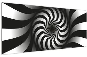 Absztrakt kép egy fekete-fehér spirál (120x50 cm)