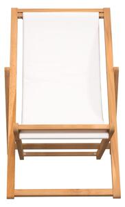 VidaXL krémszínű tíkfa napozószék 56 x 105 x 96 cm