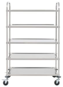 VidaXL 5 szintes rozsdamentes acél zsúrkocsi 107 x 55 x 147 cm
