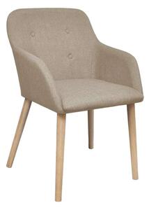 Elegáns Bézs Szövet Étkezőszék - 6 db - Tömör Tölgyfa