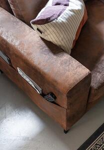 Lofty Lilly Vintage barna kinyitható bőrutánzat sarokkanapé, jobb oldali - Miuform