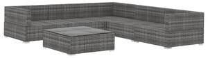 VidaXL 6 részes szürke polyrattan kertibútor-garnitúra párnákkal