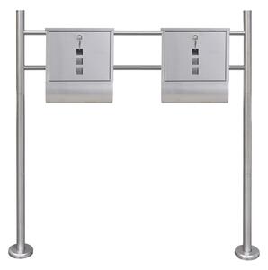 VidaXL Dupla postaláda rozsdamentes acél állvánnyal