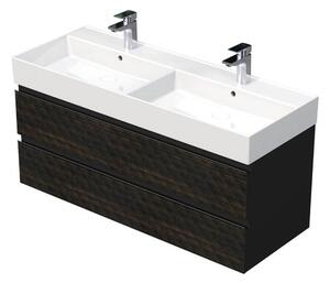 Fürdőszobaszekrény mosdóval SAT Cube Way 120x47,5x46 cm barna matt CUBE3D461202ZHSAT