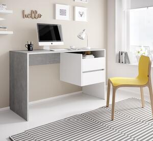KONDELA PC asztal, beton/fehér matt, TULIO