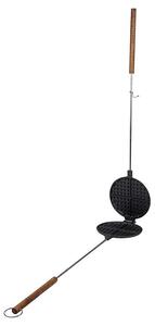 Öntöttvas gofrisütő serpenyő, fa nyéllel, 82 cm