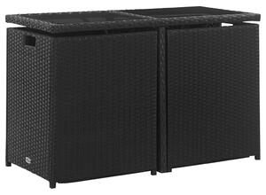 VidaXL 3-részes fekete polyrattan kültéri étkezőszett párnákkal