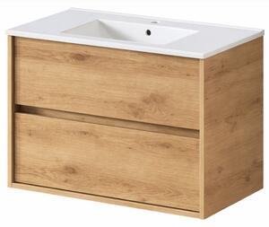 RODO fürdőszoba mosdószekrény + mosdó 80 cm NATÚR TÖLGY (összeszerelve)