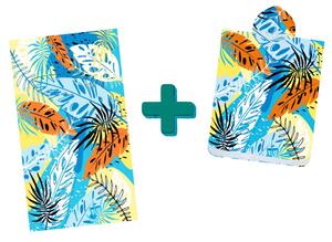 Strandkészlet SUMMER FRESH – Fürdőlepedő 100×180 cm és poncsó 80×145 cm, színes